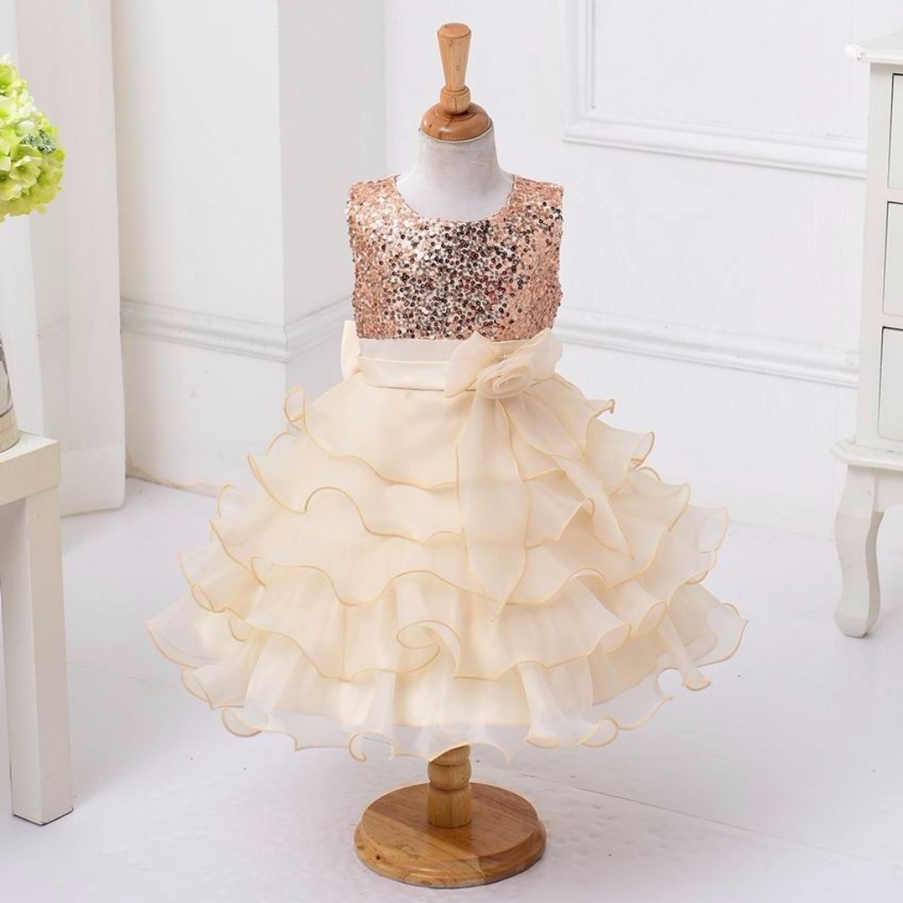 Sequin Ruffle Flower Girl Dress